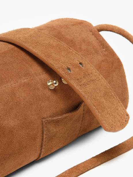 Sac Bandoulière S Agnes Cuir Velours Etrier Marron agnes EAGV205S vue secondaire 8